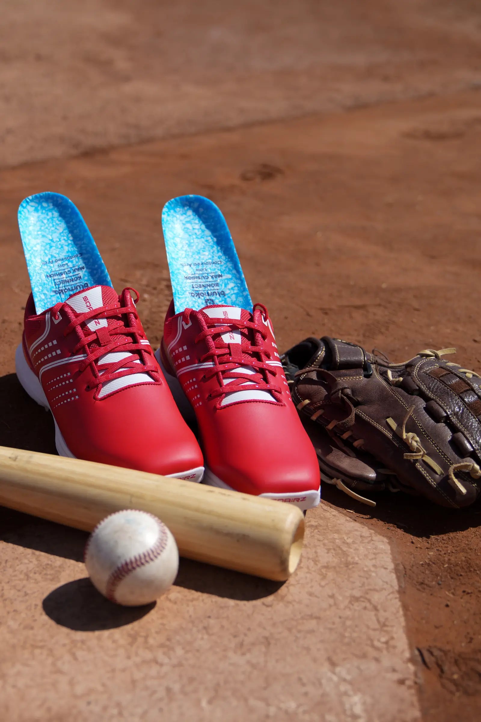 Blumaka NonSlip insoles in baseball cleats on the grass
