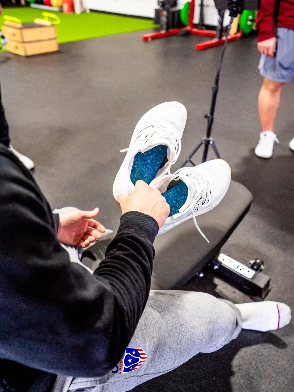 Dropping the Blumaka NonSlip Max Cushion insole into a pair of training shoes