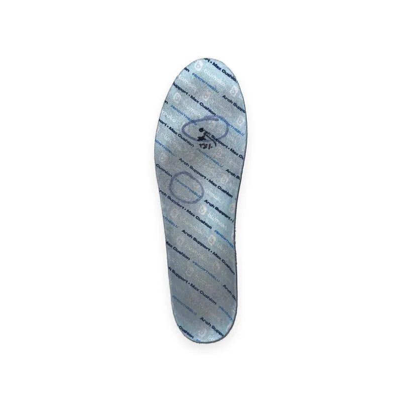 The worn Blumaka Max Cushion insole the runner mailed back after about 800 miles, marked up by the lab