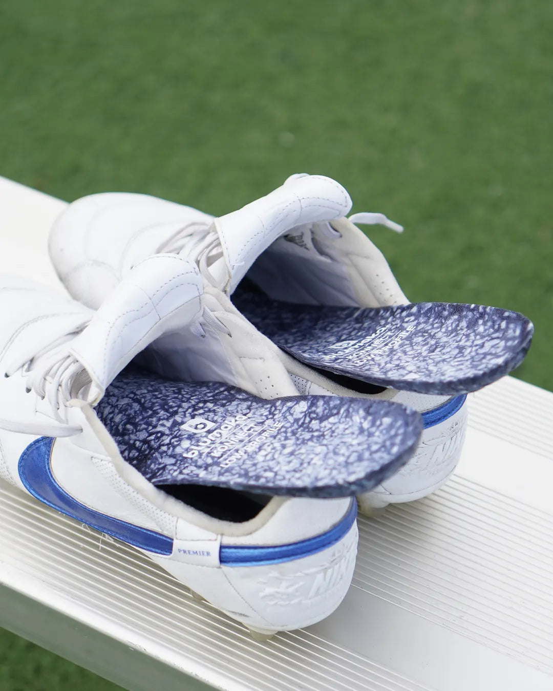 Blumaka NonSlip insole inside a soccer cleat