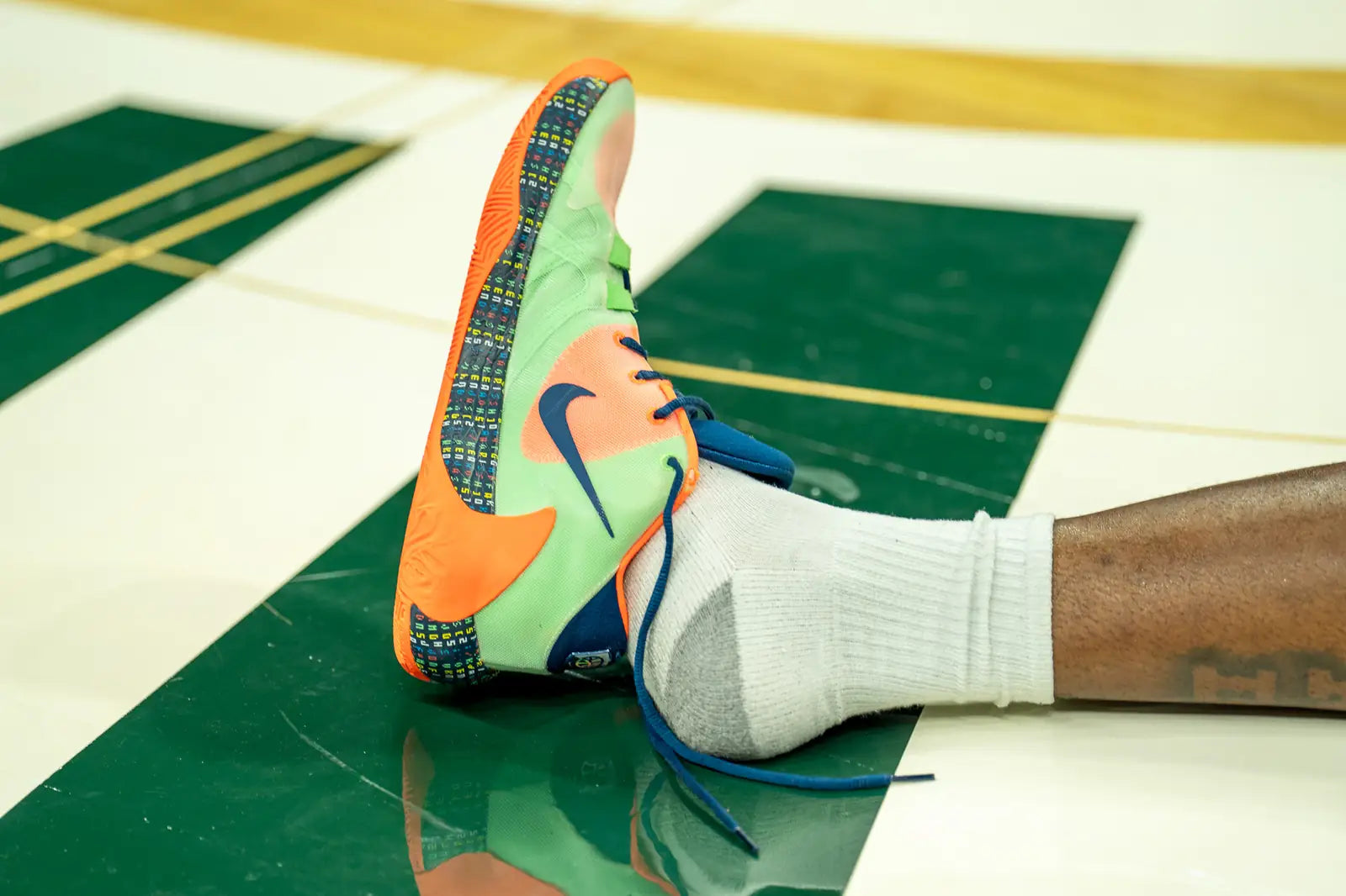 Coen Carr's shoe on the floor